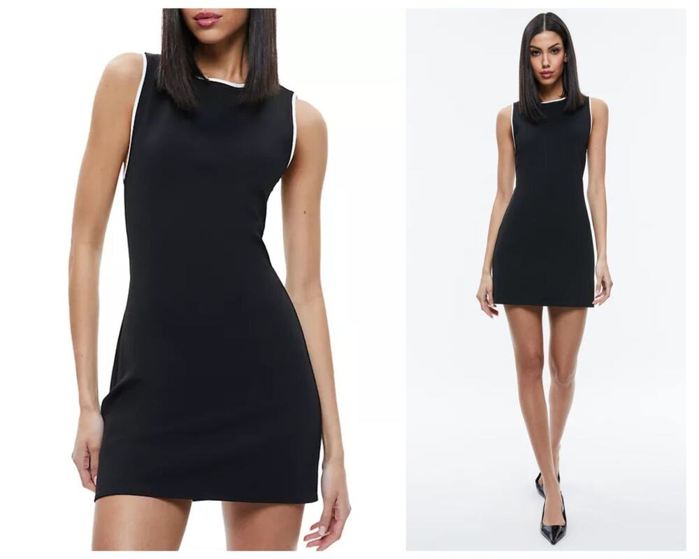 ALICE + OLIVIA Edris Contrast-Trim Sleeveless Minidress